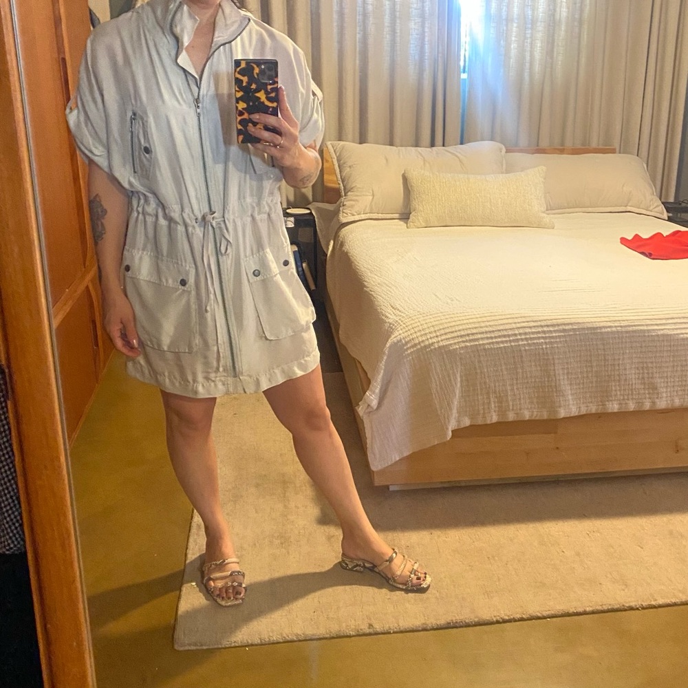 Trouvé silk dress or cover up, xs, color ecru